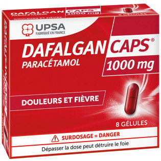 DafalganCaps 1000 mg Paracétamol 8 gélules Douleurs et Fièvre 3400930186054