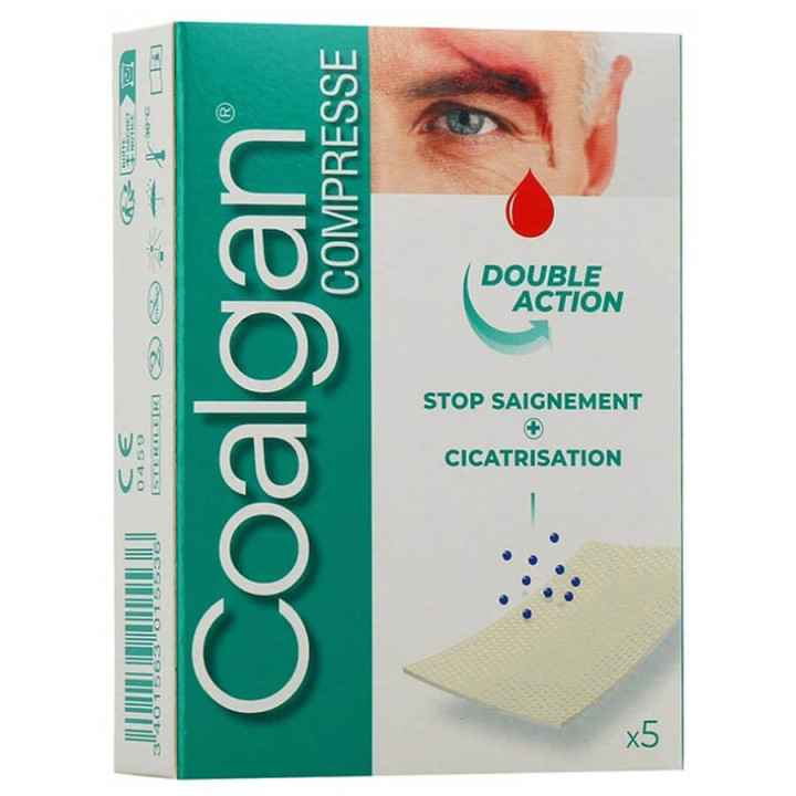 Coalgan Stop Bleeding and Wound Healing 5 Sterile Compresses