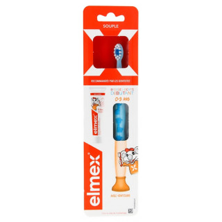 Elmex Beginner Soft Toothbrush 0-3 Years (blue) + Mini Toothpaste Anti-Caries 0-6 Years 12 ml