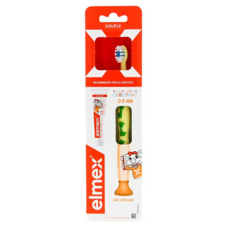 Elmex Beginner Soft Toothbrush 0-3 Years (yellow) + Mini Toothpaste Anti-Caries 0-6 Years 12 ml