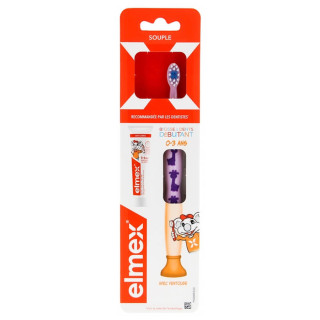 Elmex Soft Toothbrush Beginner 0-3 Years (purple) + Mini Toothpaste Anti-Caries 0-6 Years 12 ml