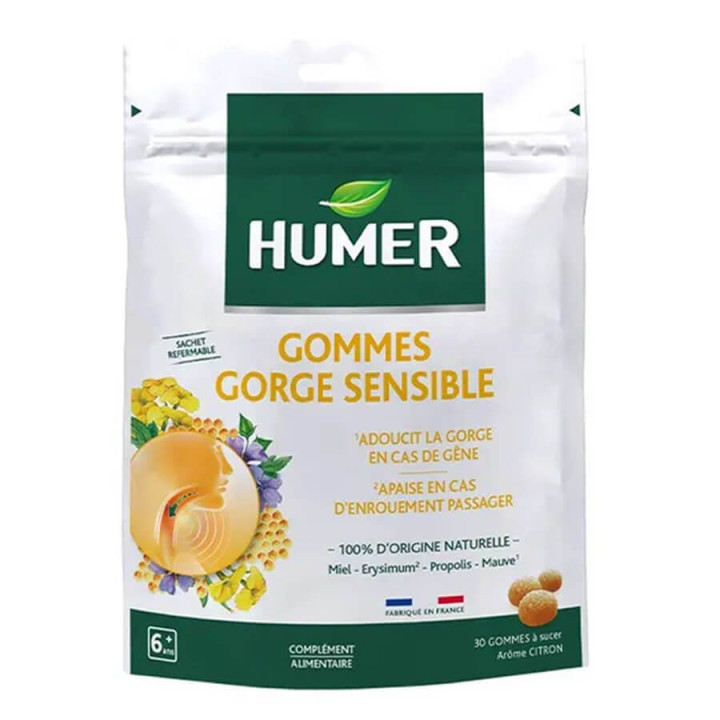 Humer Gorge Sensible 30 Gommes à Sucer Arome Citron 3664492019697