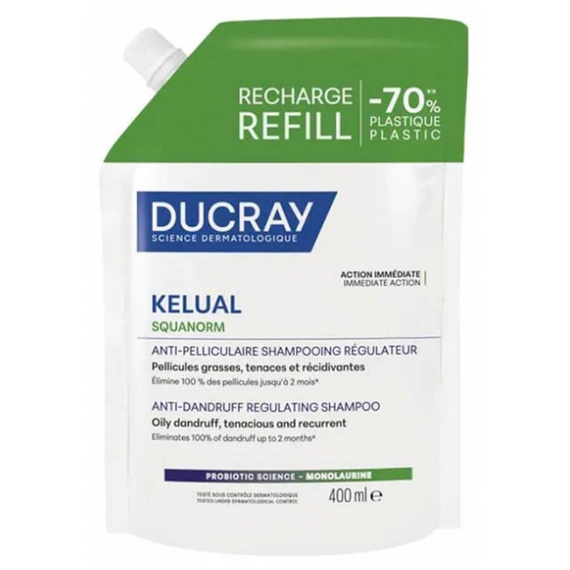 Ducray Kelual Squanorm Shampoing Régulateur Anti-Pelliculaire Recharge 400 ml 3282770401806