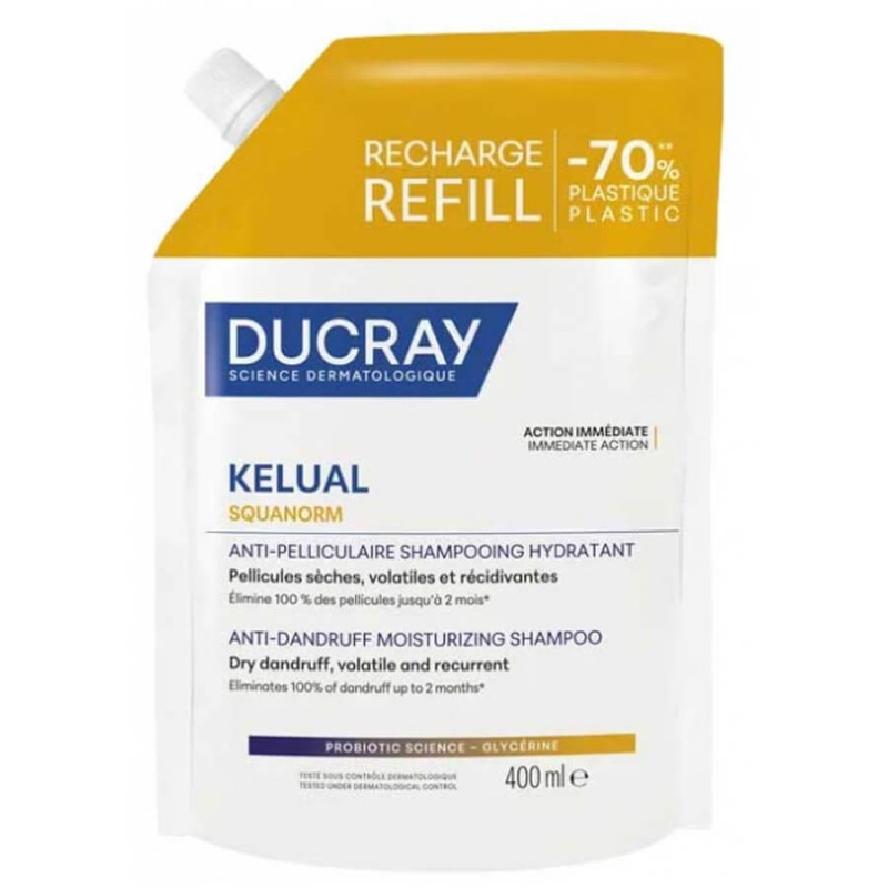 Ducray Kelual Squanorm Shampoing Hydratant Anti-Pelliculaire Recharge 400 ml 3282770401790