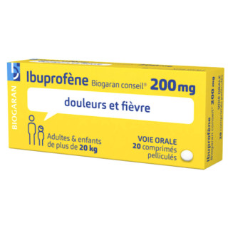 Ibuprofène Biogaran 200mg 20 comprimés pelliculés 3400937693042