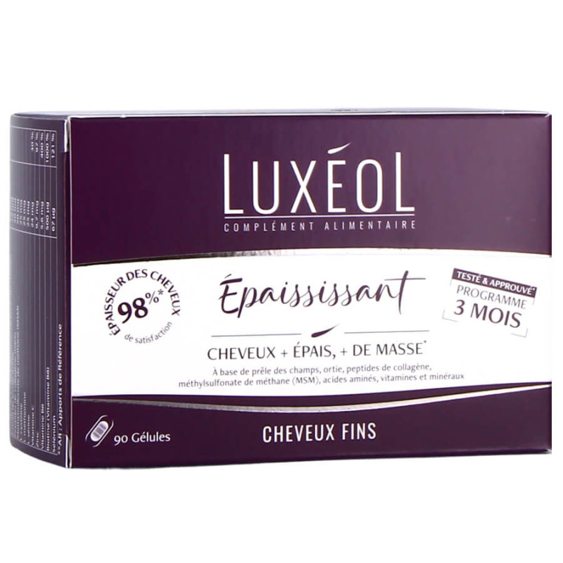 Luxéol Complément Alimentaire Épaississant Cheveux fins 90 gélules 3760397081125