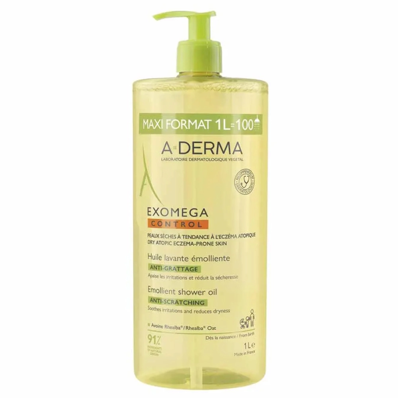 A-Derma Exomega Control Huile Lavante Émolliente Anti-Grattage 1L 3282770401400