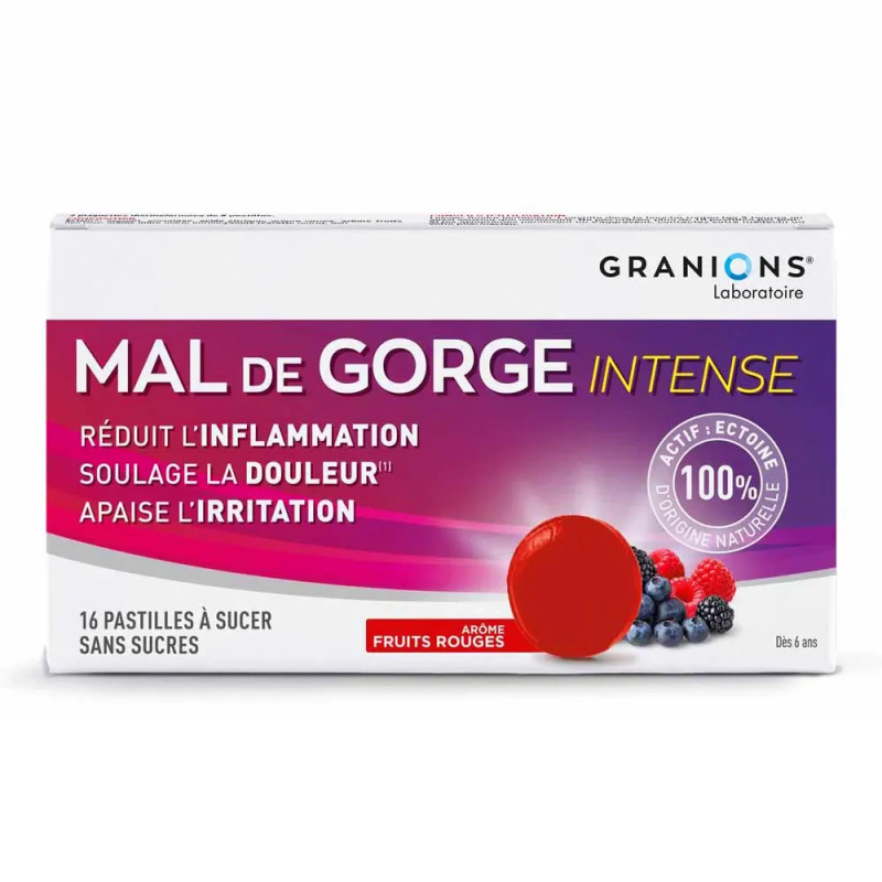 DM Intense Sore Throat Lozenges - Red Berries, 16 lozenges | Granions