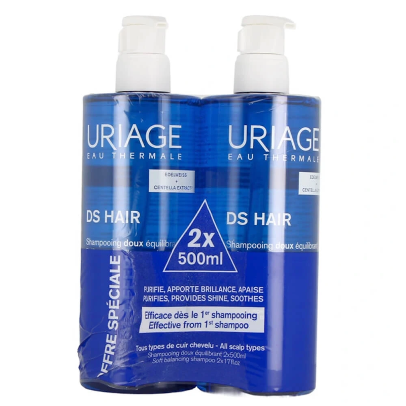 Uriage DS HAIR Shampoing Doux Équilibrant 2 x 500 ml 3661434009617