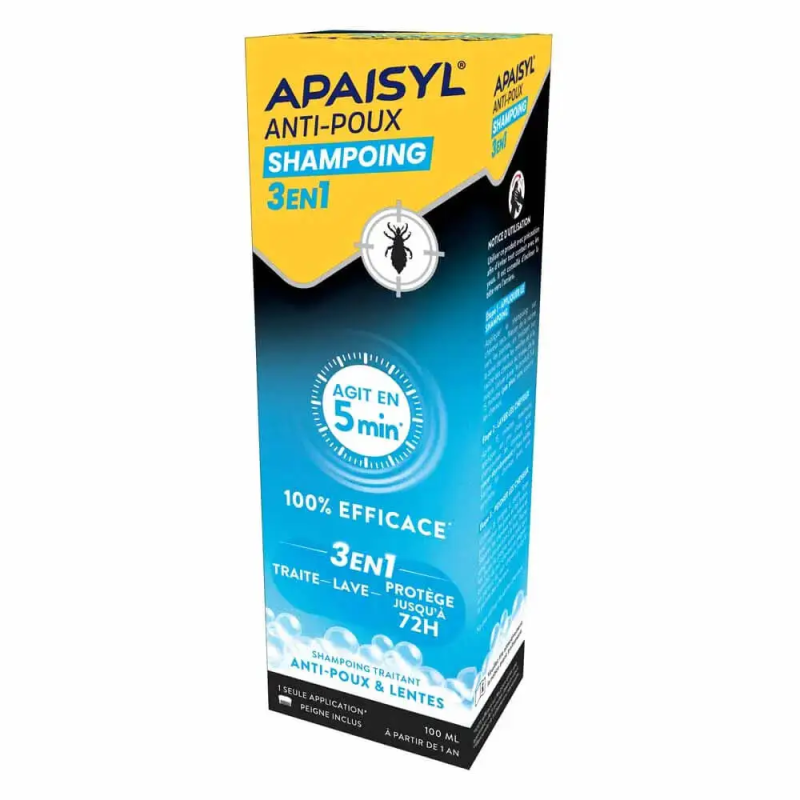 Apaisyl Anti-Poux Shampoing 3 en 1 100ml | Peigne Inclus