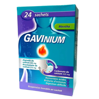 Gavinium Suspension Buvable Remontées Acides et Brûlures d'Estomac 24 Sachets Menthe 3400930319116