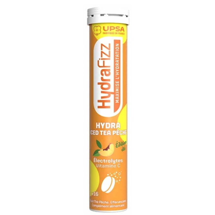 UPSA HydraFizz Hydra 16 Comprimés Effervescents Goût Iced Tea Pêche 3585550001778