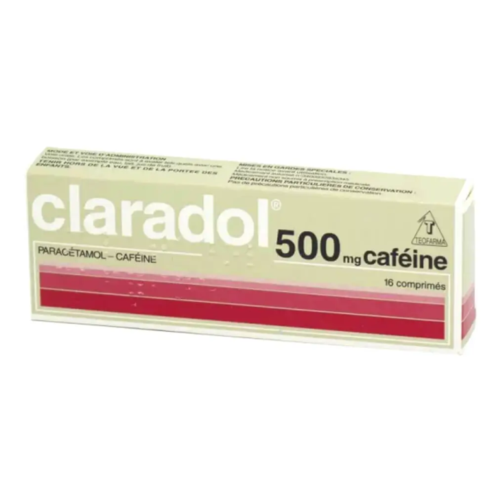 Claradol caféine 500 mg 16 comprimés 3400932935345