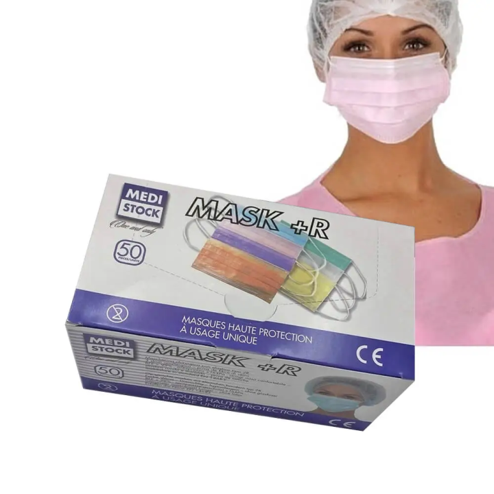 Medistock 3-Ply Pink Type IIR Surgical Mask, Pack of 50