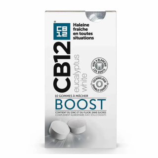 CB12 Boost White Eucalyptus | 10 Pieces of Chewing Gum for Fresh Breath & Healthy Teeth