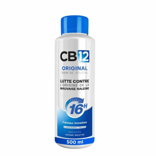 CB12 Bain De Bouche 12h d'Haleine Fraîche Sans Alcool Arôme Menthe 500 ml 3700343900278