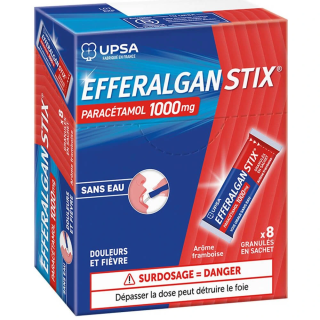 Efferalgan 1000 mg Raspberry 8 Sachets of Water-Free Granules | Pain and Fever