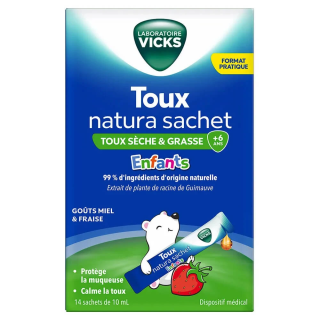 Vicks Toux Natura for Children, 14 Sachets | Dry and Productive Coughs