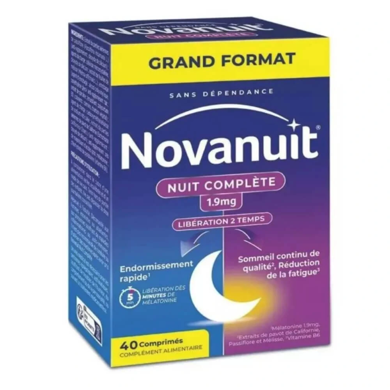 Novanuit Nuit Complète 1,9 mg Mélatonine 40 comprimés 3664798086607