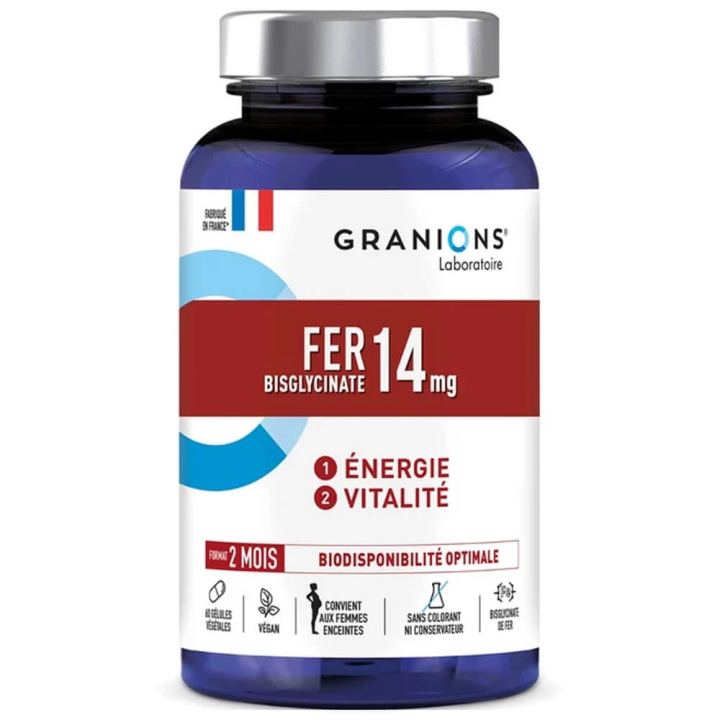 Granions Iron Bisglycinate 14 mg, 60 Capsules | Anti-Fatigue