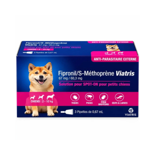 Viatris Fipronil S-Méthoprène petit chien 2-10kg 3 pipettes 3838989792961