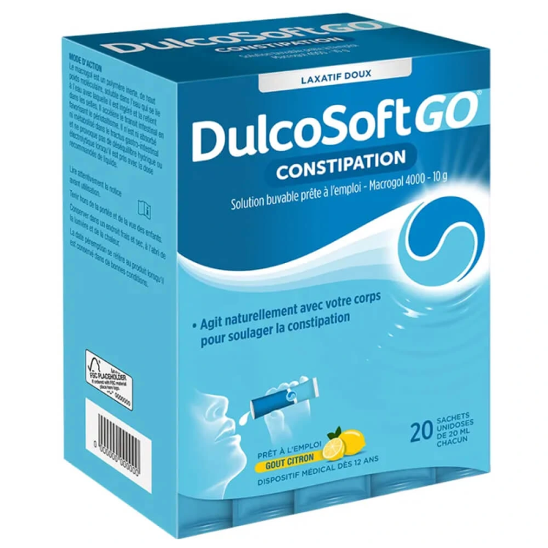 DulcoSoft Go Constipation solution buvable goût citron 20 sachets de 20 ml 3664798088915