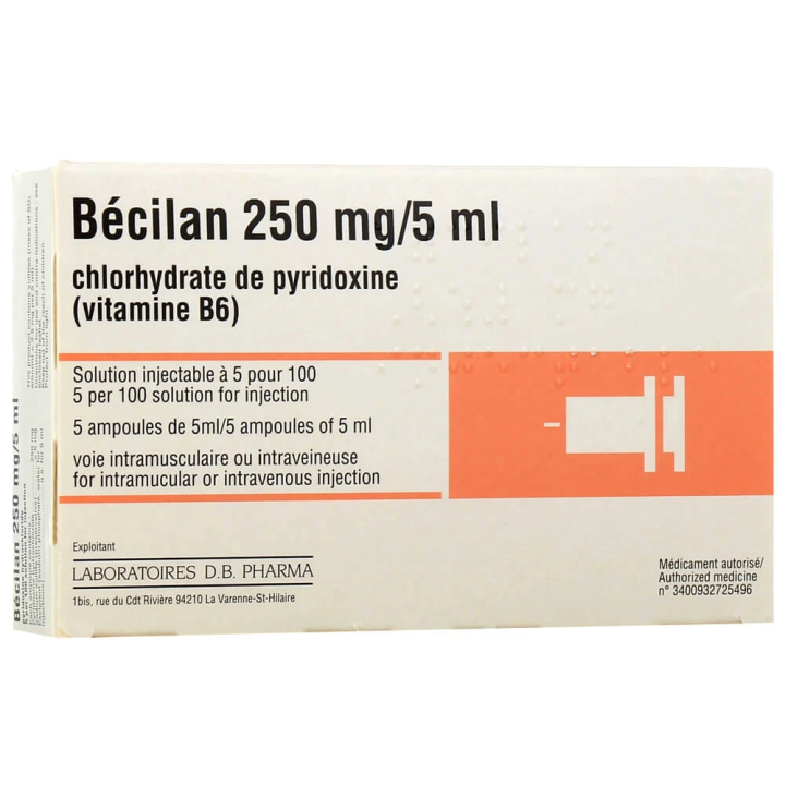 Bécilan 250 mg / 5 ml solution for injection, ampoules | Vitamin B6