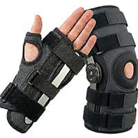 Orthotics: Elbow pads, shoulder pads, knee pads and lumbar and pelvic belts