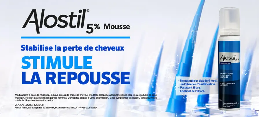 Alostil 5 Minoxidil MOUSSE 3 Flacons de 60 gr